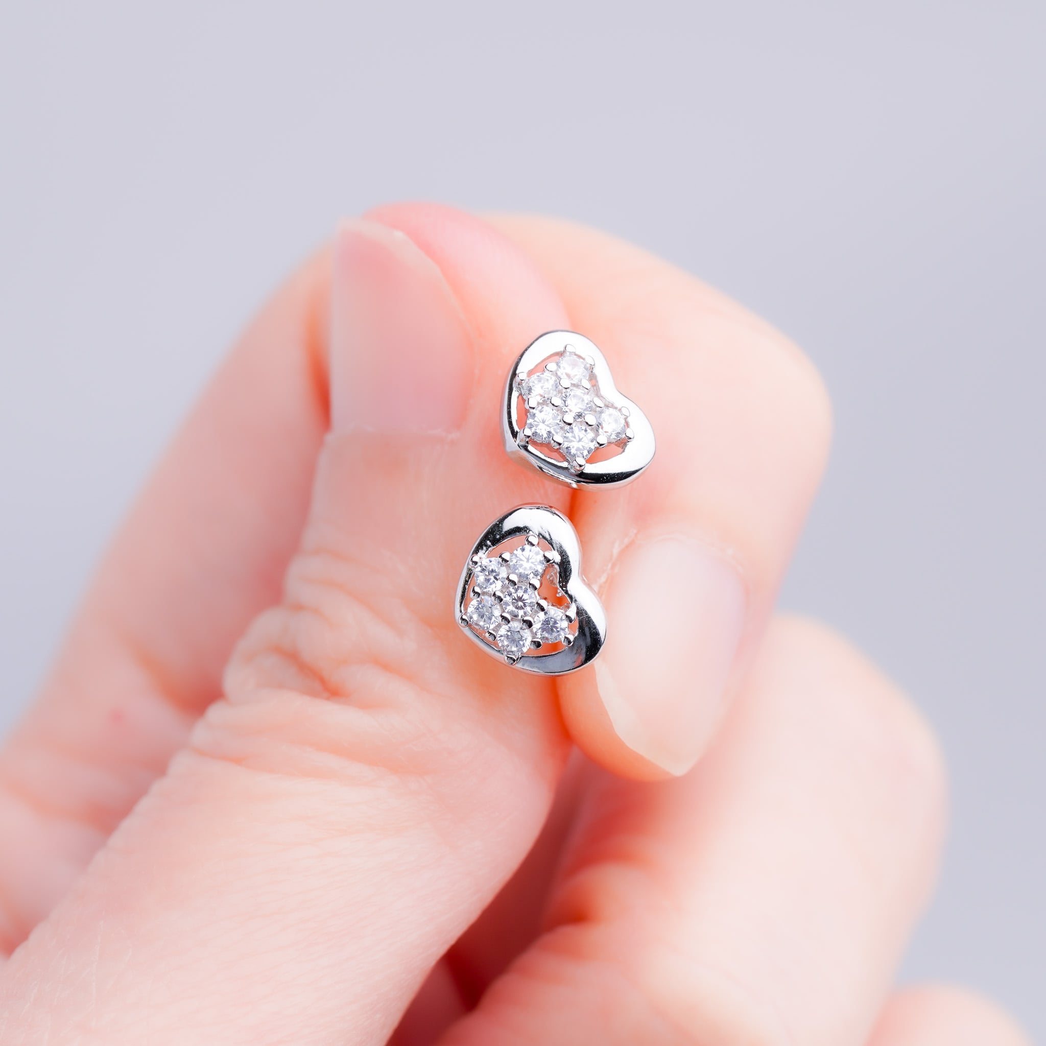 Heart Stud Earrings, Small Multi-Stones