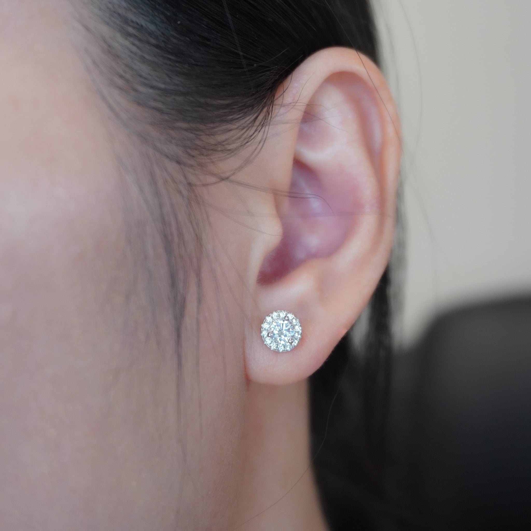 Simulated Diamond Halo Stud Earrings