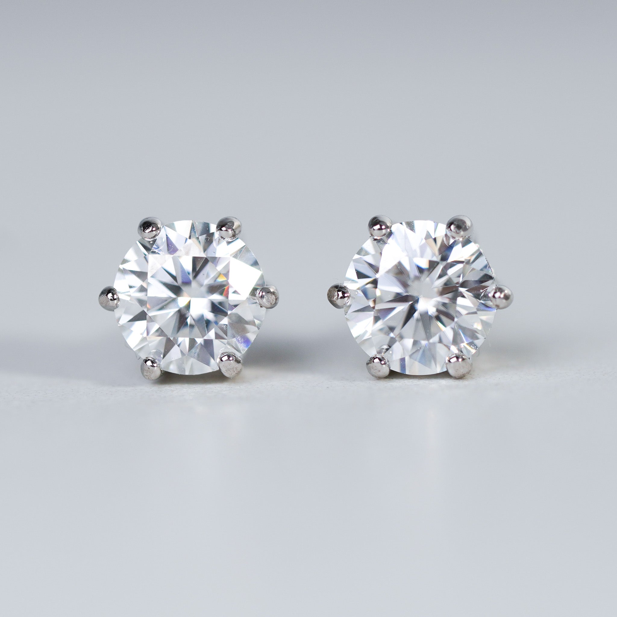 Moissanite Round Solitaire Earrings | 6 Prongs