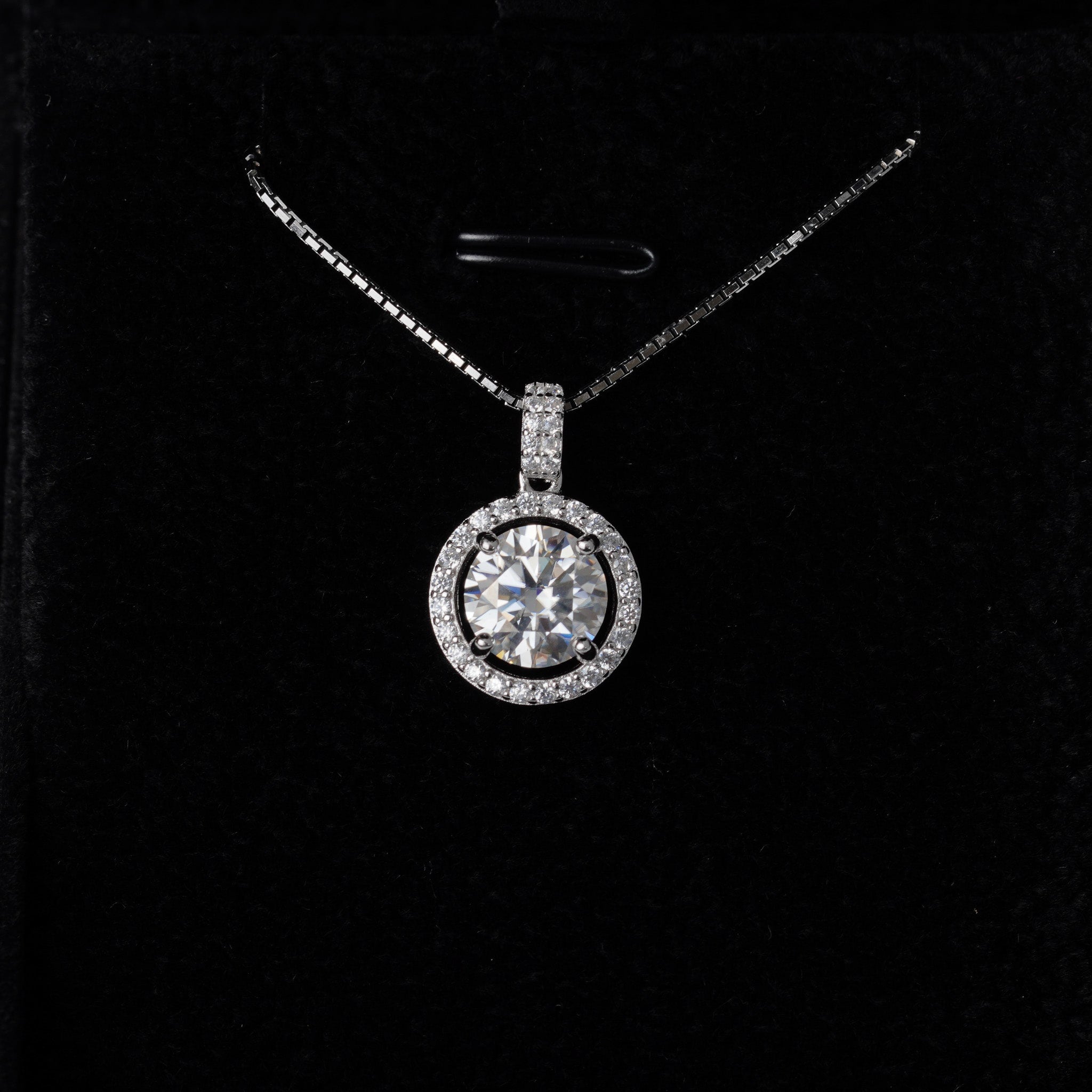 Moissanite Halo Necklace and Earrings Set
