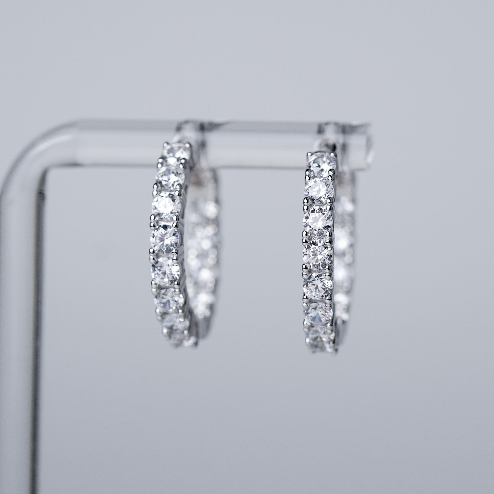 Front and Back Simulated Diamond Hoop Earrings