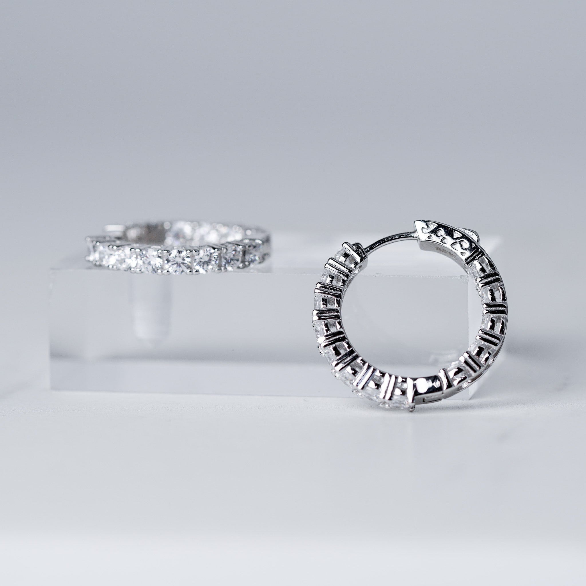Front and Back Simulated Diamond Hoop Earrings