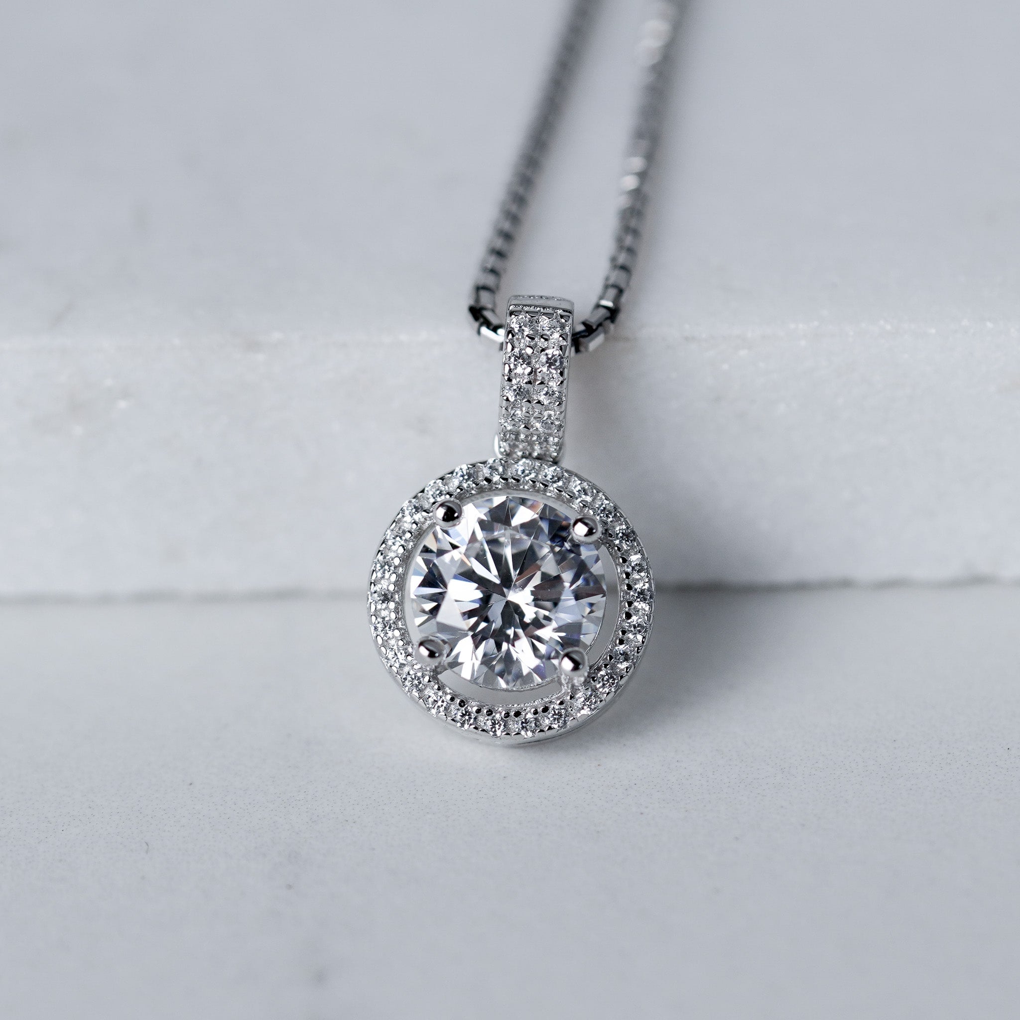 Bling Round Halo Necklace
