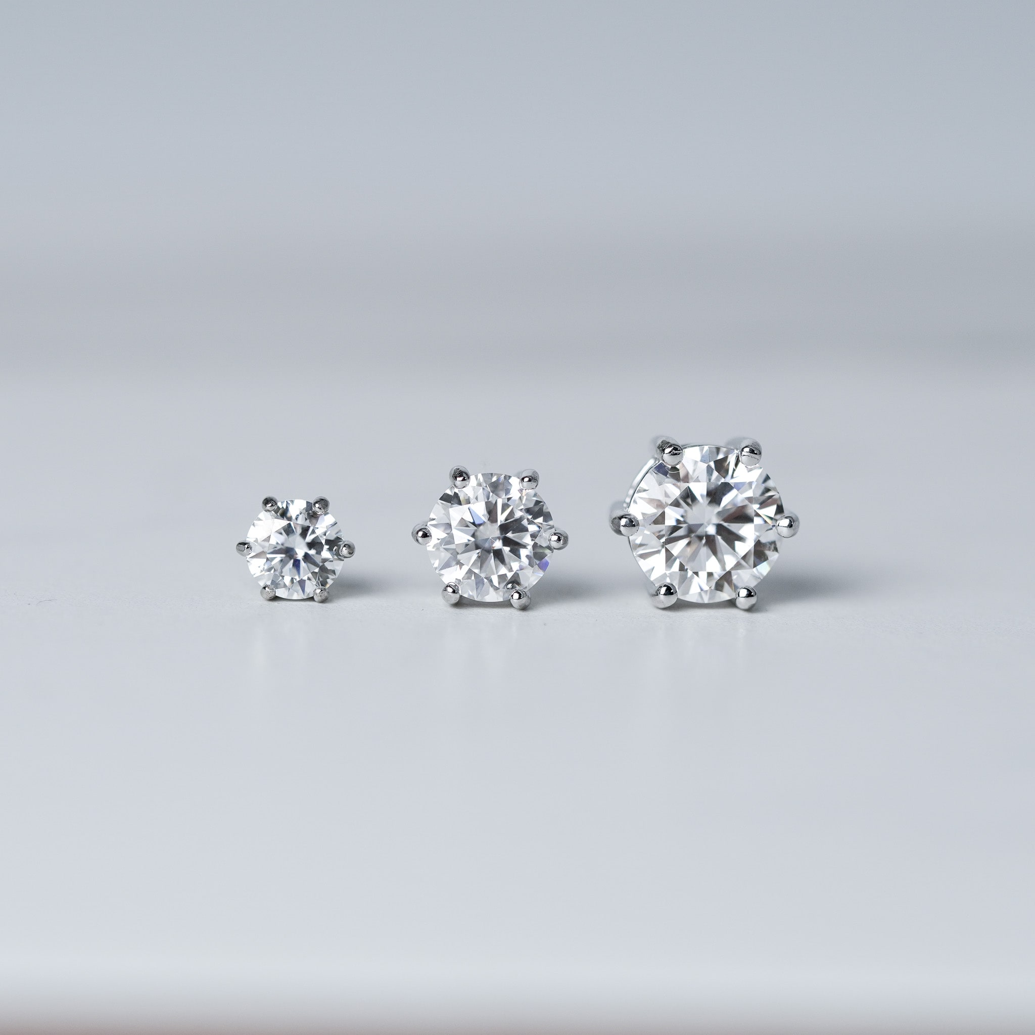 Moissanite Round Solitaire Earrings | 6 Prongs