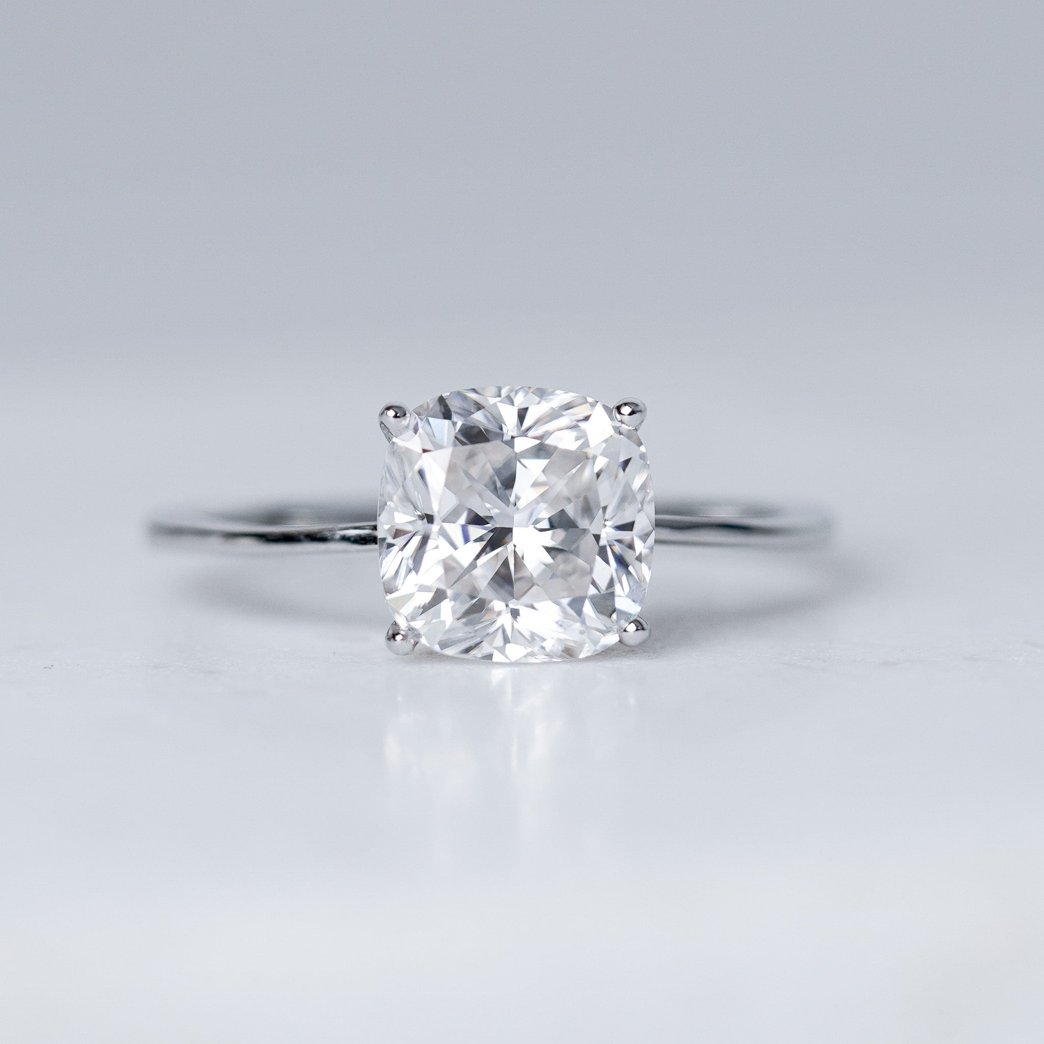 Moissanite Cushion Cut Solitaire Engagement Ring