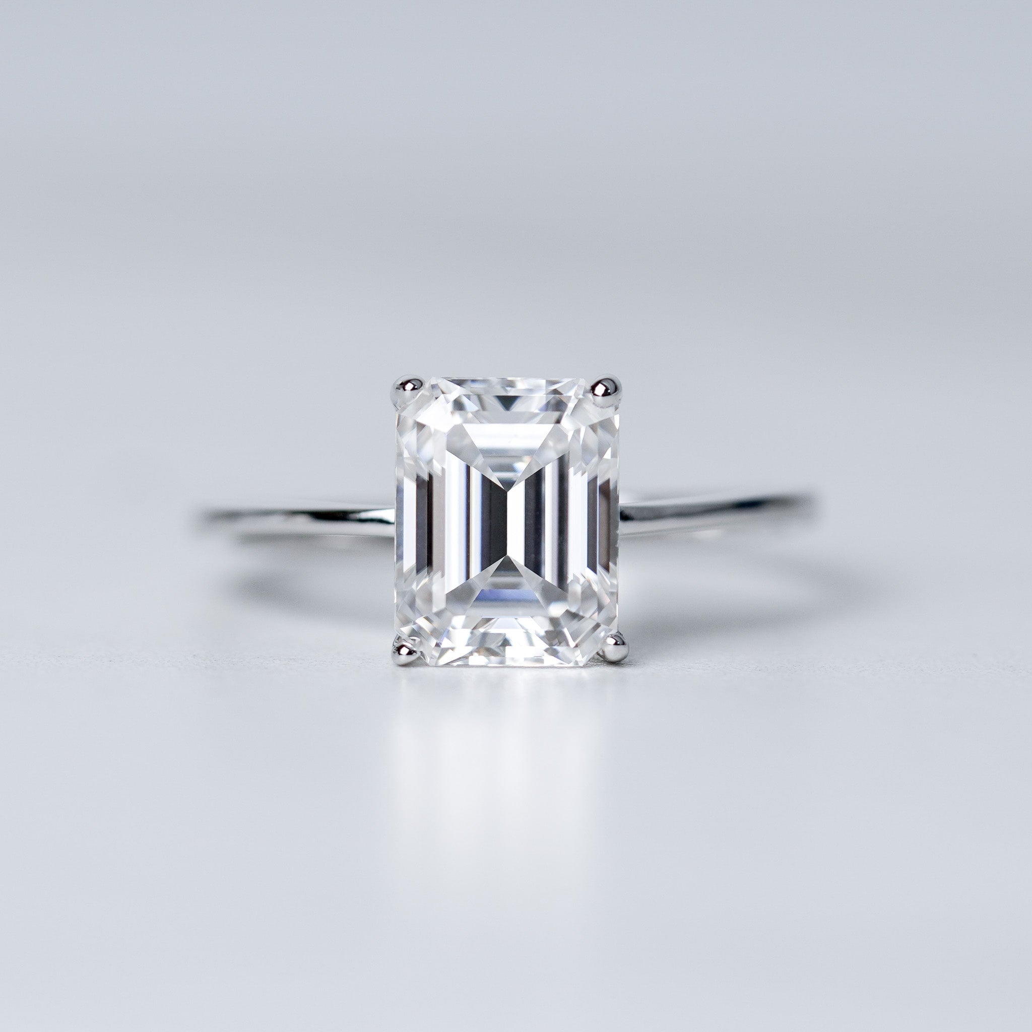 Moissanite Emerald Cut Solitaire Engagement Ring