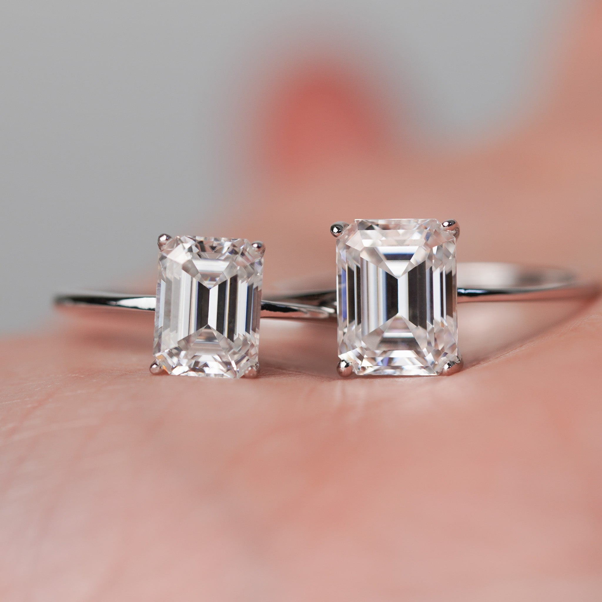 Moissanite Emerald Cut Solitaire Engagement Ring